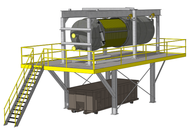 Dry cake discharge container